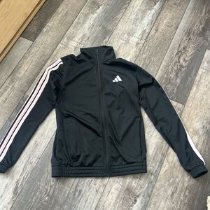 adidas Black Track Jacket with Pink Stripe